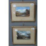 British School (19th Century), figures in landscapes, watercolours, a pair. 14 x 19.5cm approx, in