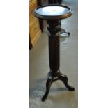 Mahogany torchere stand with spiral pedestal on tripod base. (B.P. 21% + VAT)