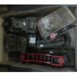 Box of military toy vehicles to include; Corgi D-Day Landings 60th Anniversary, Churchill MKIII,