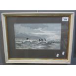 Edward Keebles (20th Century), 'Sheringham 1980', a seascape with sea birds, signed, watercolours.