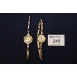 Two ladies octagonal 9ct gold wristwatches, one having 9ct gold expanding bracelet, the other gold