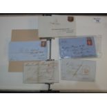 Great Britain collection of Welsh postal History pre stamp entries, penny red imperfs, stars and