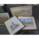 Box of assorted furnishing pictures, prints, watercolours etc, various subjects including birds,