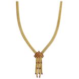 Rubin-Collier Dekoratives Collier in Gelbgold 18K. Dem Jugendstil nachempfundenes Collier,