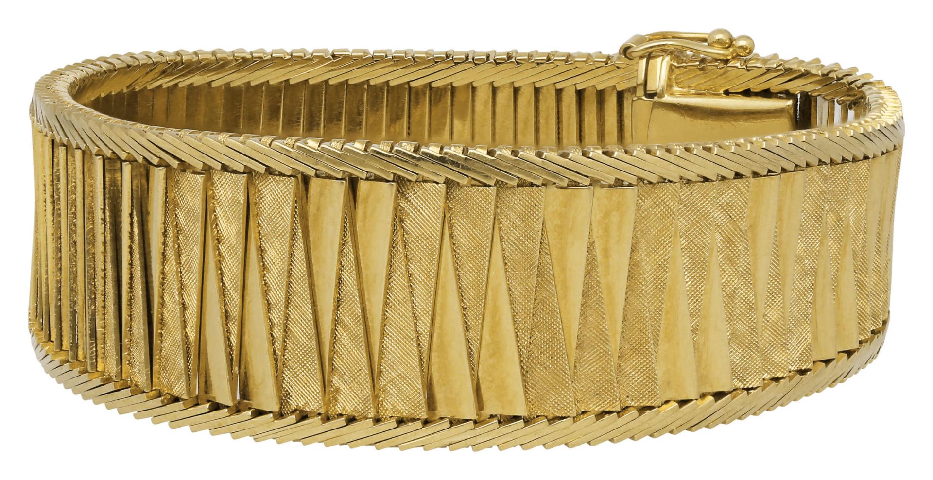 Gold-Armband Fantasievolles und sehr dekoratives Armband in Gelbgold 18K. Alternierend polierte und - Bild 2 aus 2
