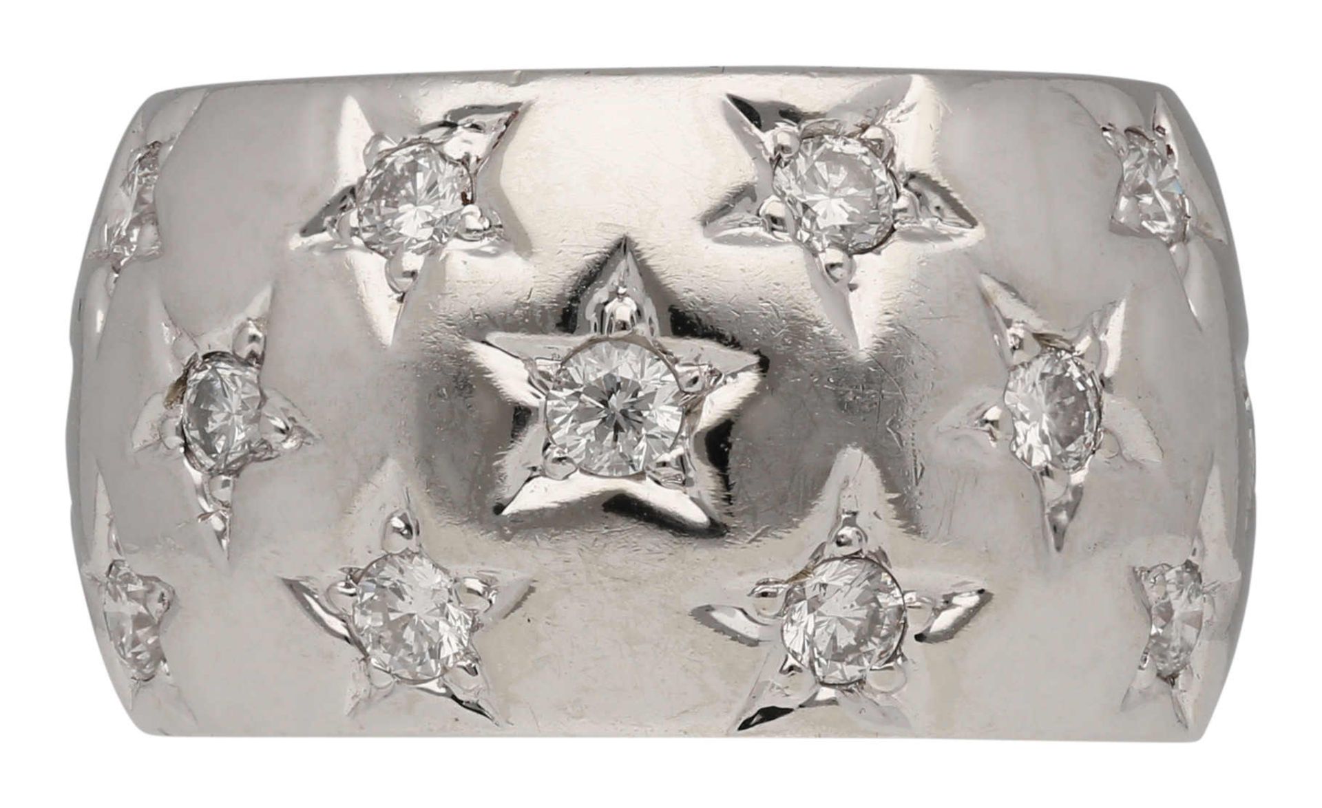 Brillant-Ring Bandring in Weissgold 18K. Sternenhimmel symbolisierend gestaltet mit Brillanten von