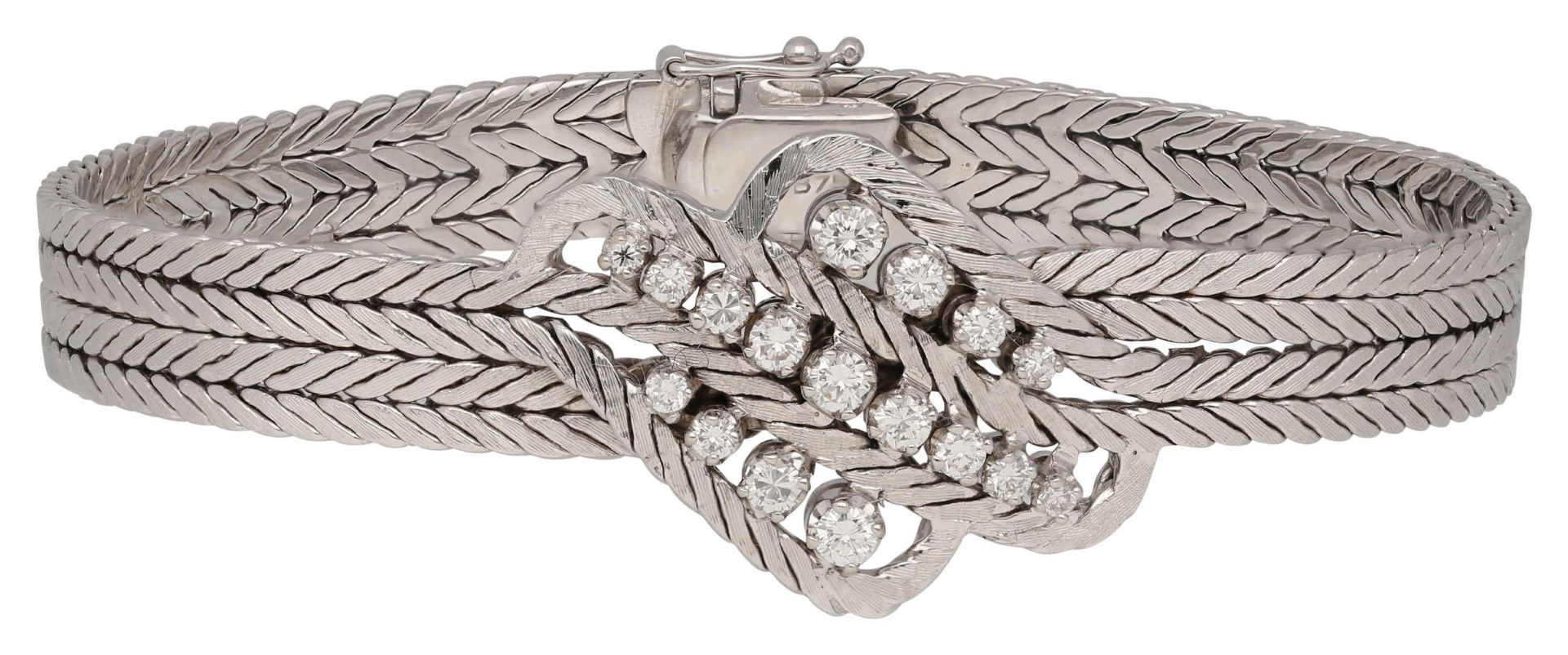 Diamant-Armband Dekoratives Modell von C. Bucherer in Weissgold 18K. Satiniertes Armband, in der