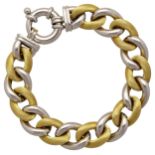 Gold-Bracelet Modernes Design in Weissgold/Gelbgold 18K. Alternierend Weissgoldglieder poliert und