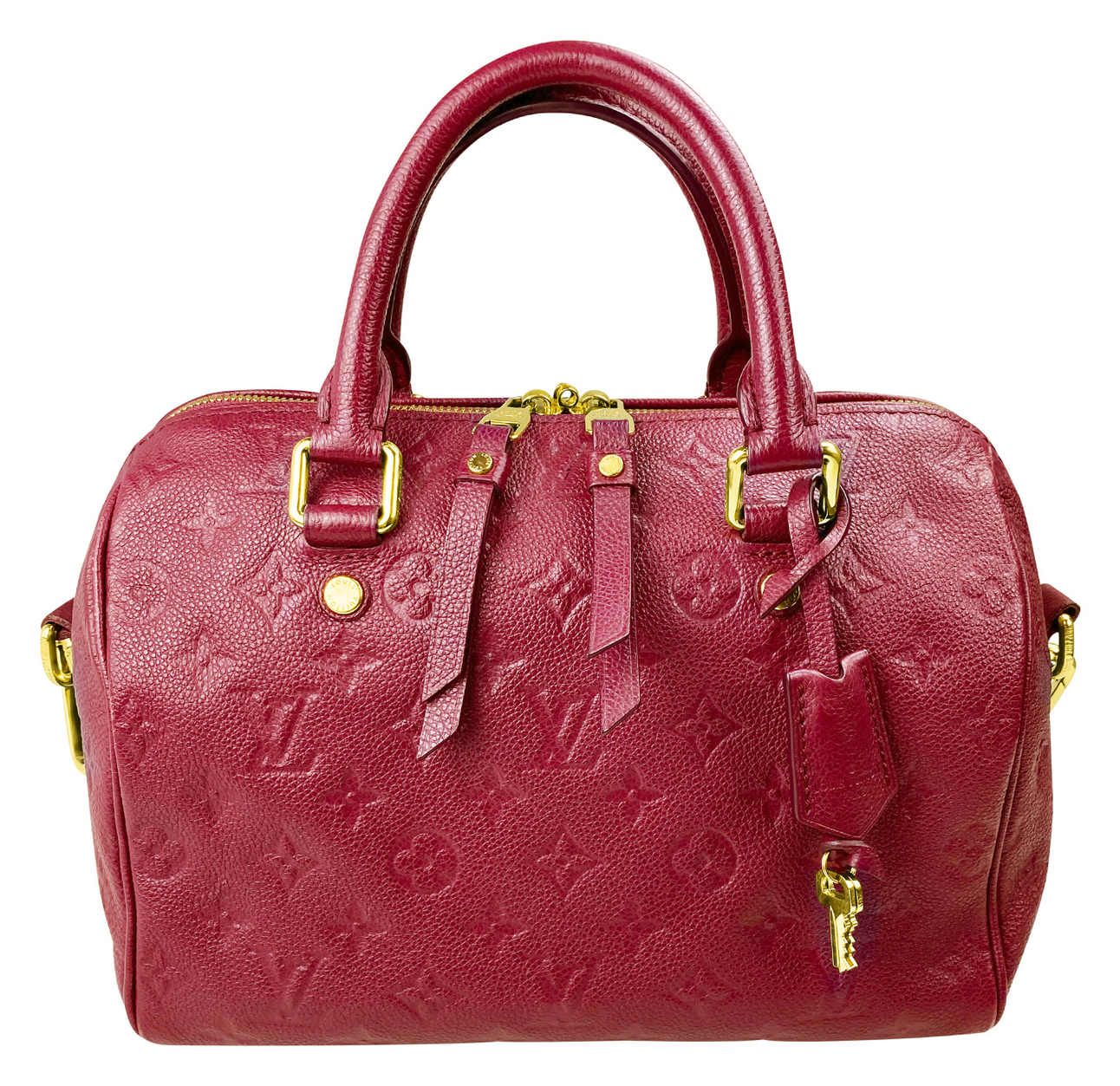 LOUIS VUITTON Handtasche Modell Speedy 25 Bandoulière Empreinte NM, Leder fuchsia. Monogramm-Muster