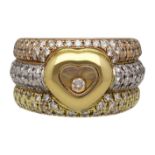 CHOPARD Diamant-Ring Modell Happy Diamonds in Roségold/Weissgold/Gelbgold 18K. Schauseitig mit zus.