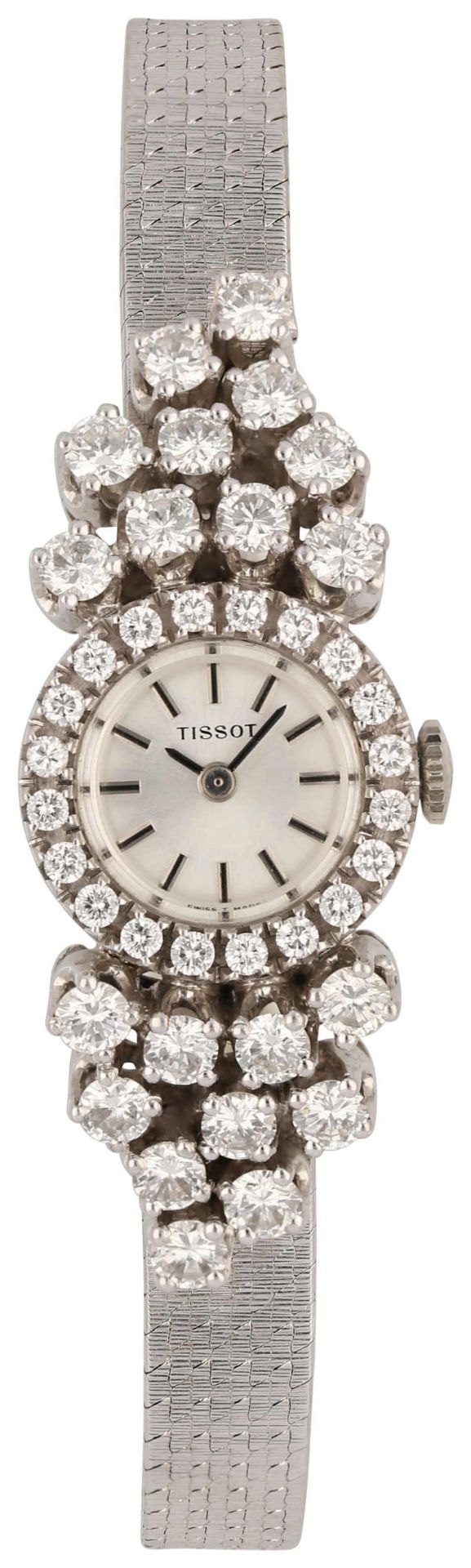 TISSOT Damenarmbanduhr Elegante Damenuhr in Weissgold 18K. Von der Lünette über das Uhrband