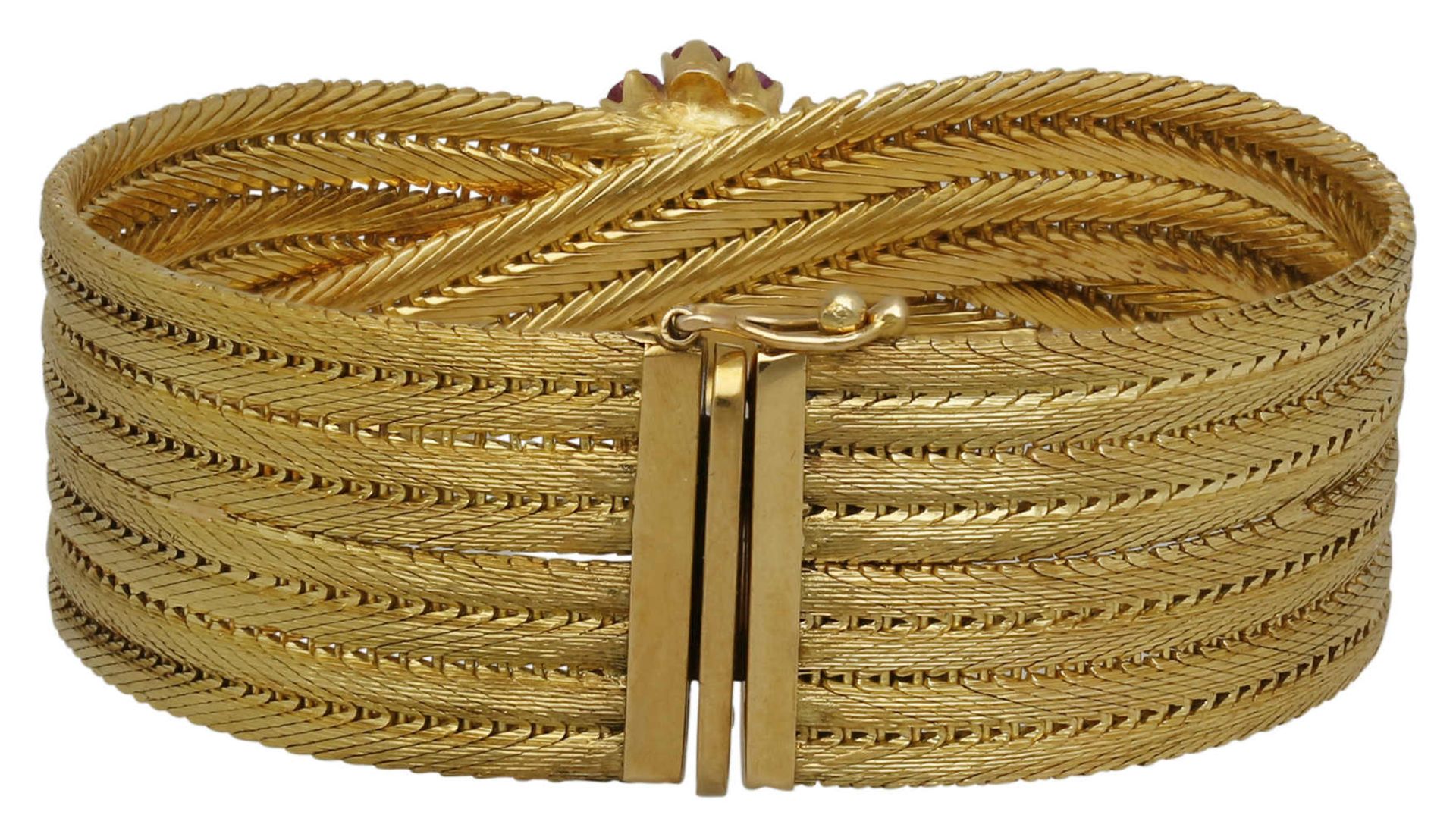 Rubin-Gold-Armband Attraktives Armband in Gelbgold 18K. Feingliedriges Armband hübsch geflochten - Bild 2 aus 3