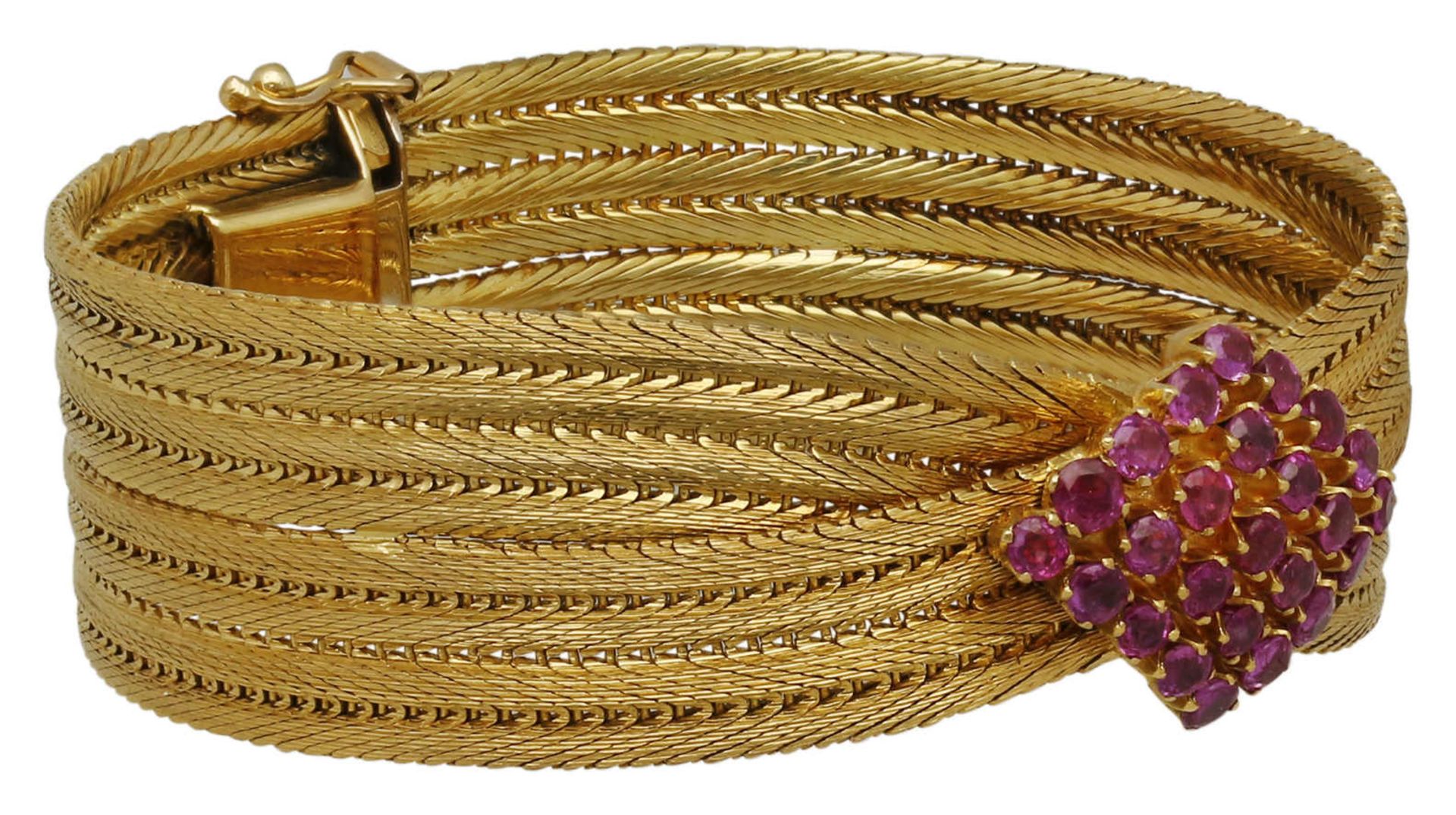 Rubin-Gold-Armband Attraktives Armband in Gelbgold 18K. Feingliedriges Armband hübsch geflochten - Bild 3 aus 3