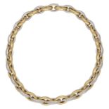 Gold-Diamant-Collier Modernes Design in Weissgold/Gelbgold 18K. Schönes, poliertes Ankerketten-