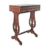 Mahogany and veneered work table.