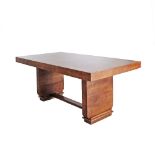 Art Deco revival rectangular walnut dining table.