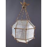 Engraved glass lantern.