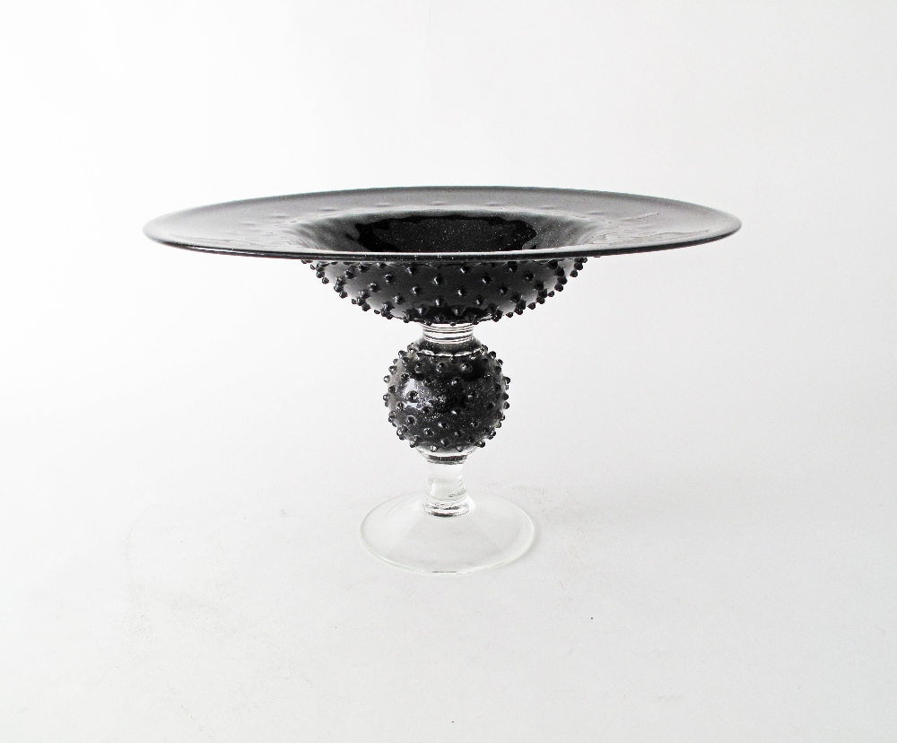 "IVV" glass footed tazza.