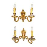 Baroque style brass sconces.