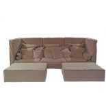 LINTELOO. Paola Navone large three seater sofa settee with two rectangular ottomans, all upholstered