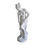 Garden Statuary: After Christophe-Gabriel Allegrain. A reconstituted marble sculpture of Bathing