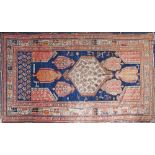 An antique Shirvan- Azerbaijan - North West Persia (Iran), hand made carpet in blue and red colours,