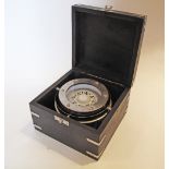 A Compass in a black wooden box. The box H10cm, 15X15cm, the compass glass W7cm.