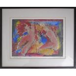 MAATH ALOUSI (Iraqi 1938 - Cyprus) naked figures. Signed and dated 95. 22X29,5cm, framed and