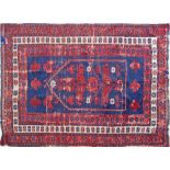 An antique Shirvan- Azerbaijan - North West Persia (Iran), hand woven kilim in blue and red