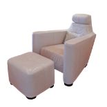 LINTELOO. Roderick Vos (Dutch 1965) Alhambra lounge armchair with ottoman upholstered in white