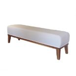 A large modern rectangular ottoman, upholstered in white velvet fabric, L160cm, H50cm, D50cm.