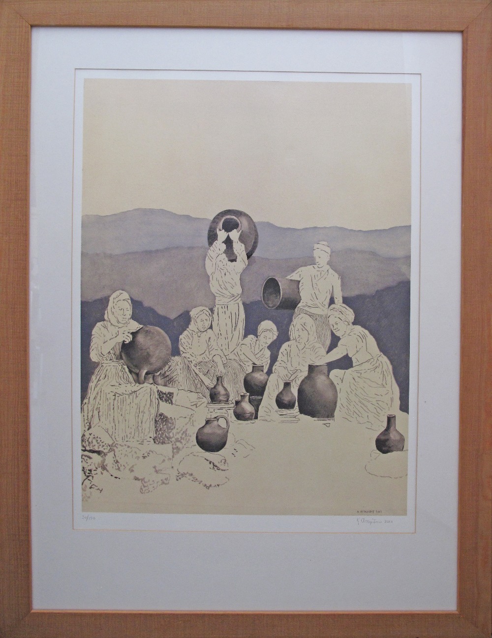 K. Attalidou (Cyprus) lithograph signed and dated 2011, numbered 20/150. Framed 110X81cm, the