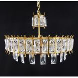 A modern three light crystal chandelier c1960s. W46cm.