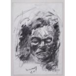 Charilaos Dikaios (1911-2009) Portrait, charcoal on paper, signed and dated 80. The drawing 50x64cm,