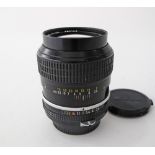 Classic Nikon Nikkor 105mm F/2.5 AIS Manual Focus Telephoto Lens.