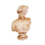 After the antique marble Aphrodite or Venus of Capua statue, a reconstituted marble bust, H40cm.