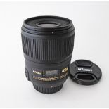Nikon Nikkor 60mm F/2.8 G Micro ED IF AF-S Autofocus Lens.