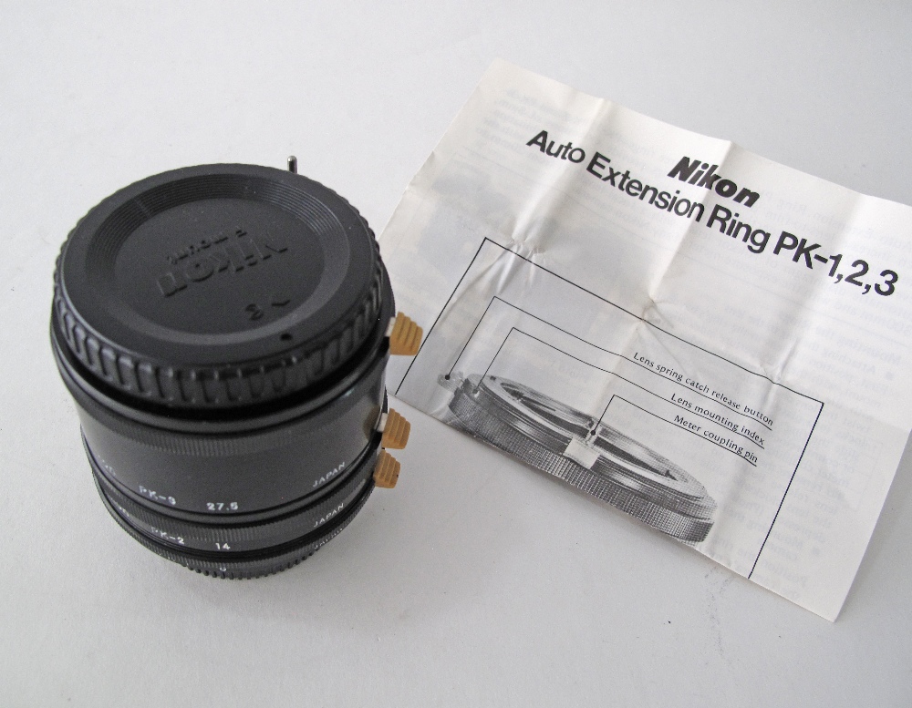 Nikon micro rings for film camera, lens length adaptor, PK-1 / 8, PK-2 / 14, PK-3 / 27,5. - Image 2 of 2