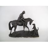 David Geenty British, Hunstman and Hound bronzed resin figure, bearing embossed signature and mark