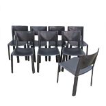 Willy Rizzo saddle leather chairs by Cidue Italy - 1980s. Set of eight. W48cm, H81cm. (8)