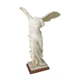 A resin sculpture of the Winged Victory of Samothrace or Nike of Samothrace after the antique