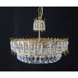 A modern three light crystal chandelier c1960s. W46cm.