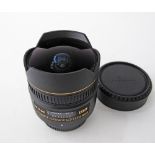 Nikon Nikkor 10.5mm F/2.8 G ED DX Fisheye Autofocus Lens For APS-C Sensor DSLRS with hood.