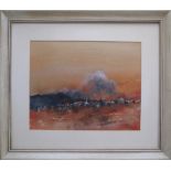 Michael Owen (British living in Cyprus), watercolour of a landscape in Cyprus, framed and glazed,