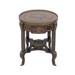 A French Transition style side table with one drawer, the supports united by a cross stretcher and