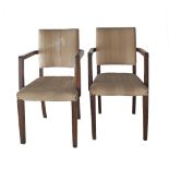 A pair of Art Deco revival mahogany open armchairs. Mid 20th century. W50cm. (2)