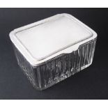 A French lead crystal and silver plated mounted rectangular jewelry box by Saglier Freres Paris "