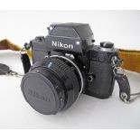 Nikon F2 35mm film Camera Body Black together with a Nikon Nikkor 50mm F/1.4 G AF-S Autofocus Lens.