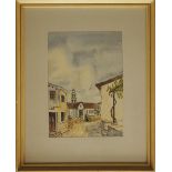 Unidentified artist, inscribed lower left "PERACHORIO CHURCH" Watercolour of a Cypriot village