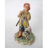 A Capodimonte porcelain figure of an old hunter with his dog, late 20th/ early 21st century.
